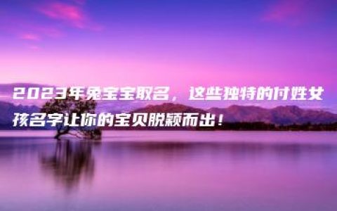 2023年兔宝宝取名，这些独特的付姓女孩名字让你的宝贝脱颖而出！