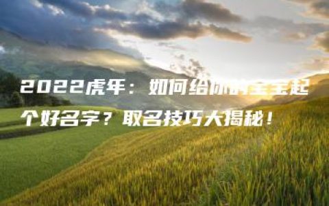 2022虎年：如何给你的宝宝起个好名字？取名技巧大揭秘！