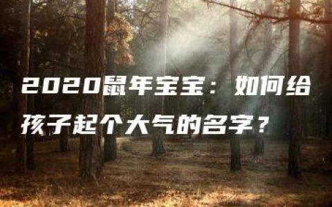 2020鼠年宝宝：如何给孩子起个大气的名字？