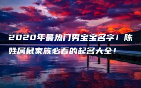 2020年最热门男宝宝名字！陈姓属鼠家族必看的起名大全！