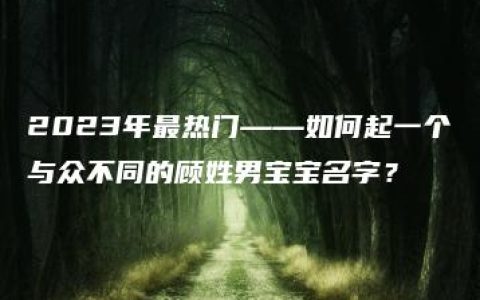 2023年最热门——如何起一个与众不同的顾姓男宝宝名字？