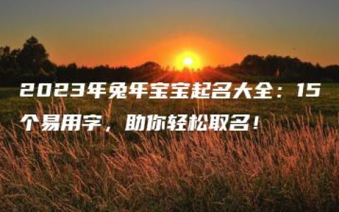 2023年兔年宝宝起名大全：15个易用字，助你轻松取名！