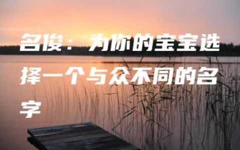 名俊：为你的宝宝选择一个与众不同的名字