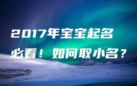 2017年宝宝起名必看！如何取小名？