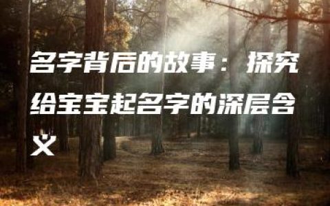 名字背后的故事：探究给宝宝起名字的深层含义