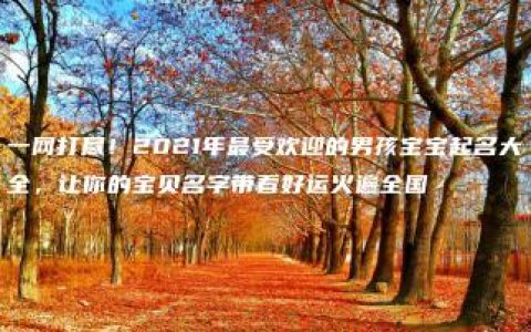 一网打尽！2021年最受欢迎的男孩宝宝起名大全，让你的宝贝名字带着好运火遍全国