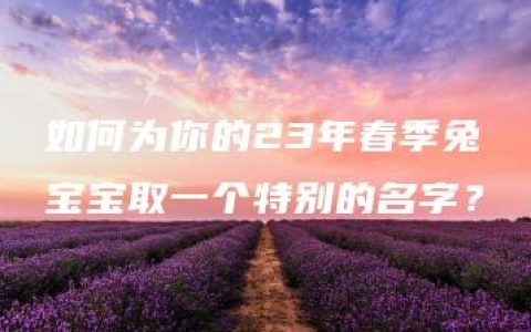 如何为你的23年春季兔宝宝取一个特别的名字？