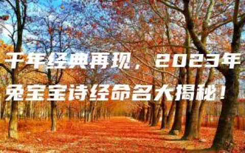 千年经典再现，2023年兔宝宝诗经命名大揭秘！