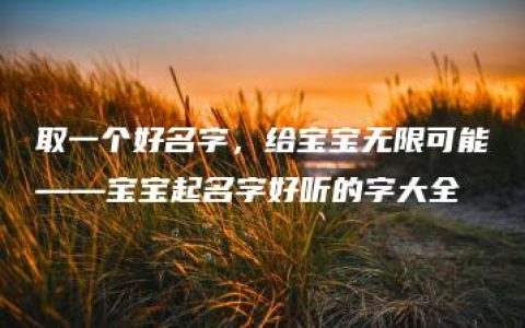 取一个好名字，给宝宝无限可能——宝宝起名字好听的字大全