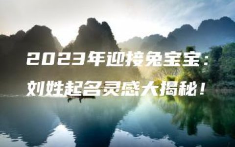 2023年迎接兔宝宝：刘姓起名灵感大揭秘！