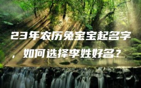 23年农历兔宝宝起名字，如何选择李姓好名？