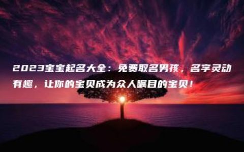 2023宝宝起名大全：免费取名男孩，名字灵动有趣，让你的宝贝成为众人瞩目的宝贝！