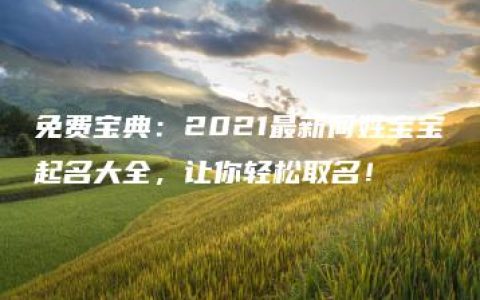 免费宝典：2021最新何姓宝宝起名大全，让你轻松取名！