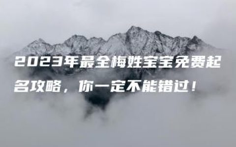 2023年最全梅姓宝宝免费起名攻略，你一定不能错过！