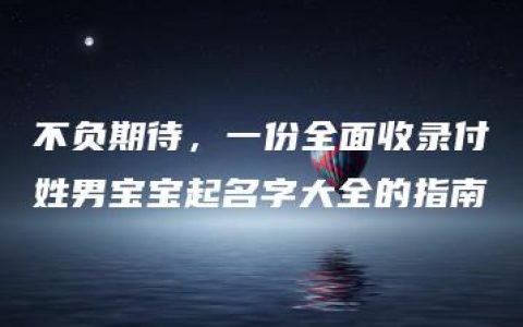 不负期待，一份全面收录付姓男宝宝起名字大全的指南