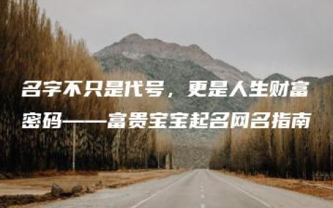 名字不只是代号，更是人生财富密码——富贵宝宝起名网名指南