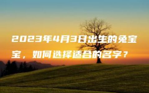 2023年4月3日出生的兔宝宝，如何选择适合的名字？