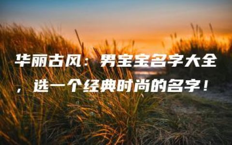 华丽古风：男宝宝名字大全，选一个经典时尚的名字！