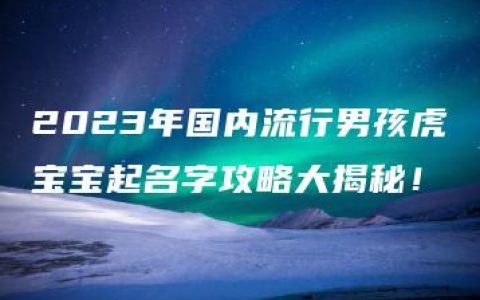 2023年国内流行男孩虎宝宝起名字攻略大揭秘！