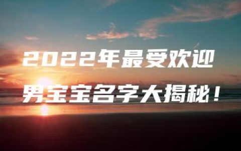 2022年最受欢迎男宝宝名字大揭秘！