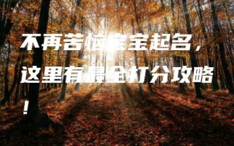 不再苦恼宝宝起名，这里有最全打分攻略！