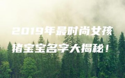 2019年最时尚女孩猪宝宝名字大揭秘！