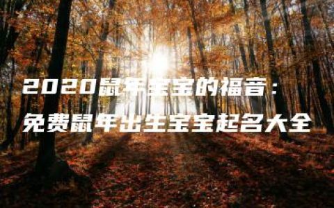 2020鼠年宝宝的福音：免费鼠年出生宝宝起名大全