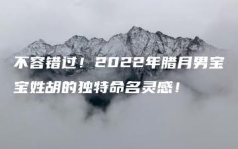 不容错过！2022年腊月男宝宝姓胡的独特命名灵感！