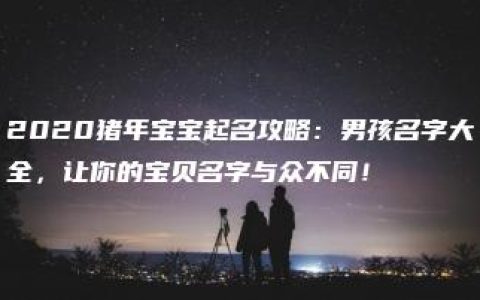 2020猪年宝宝起名攻略：男孩名字大全，让你的宝贝名字与众不同！