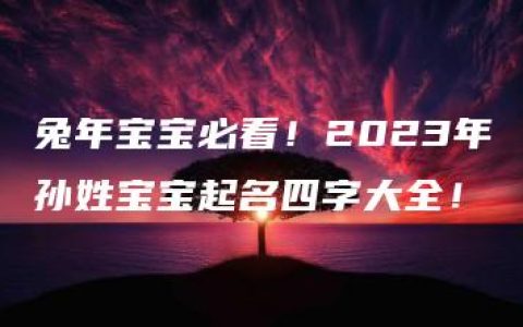 兔年宝宝必看！2023年孙姓宝宝起名四字大全！