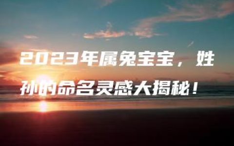 2023年属兔宝宝，姓孙的命名灵感大揭秘！