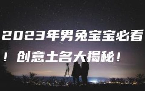 2023年男兔宝宝必看！创意土名大揭秘！