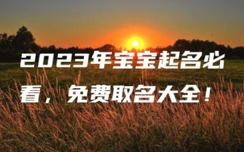 2023年宝宝起名必看，免费取名大全！