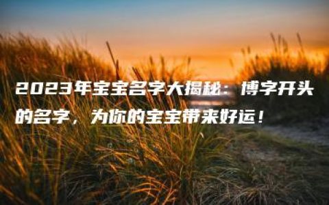 2023年宝宝名字大揭秘：博字开头的名字，为你的宝宝带来好运！