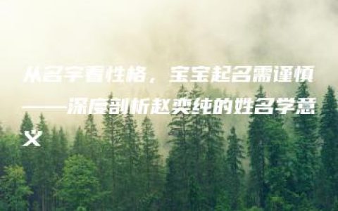 从名字看性格，宝宝起名需谨慎——深度剖析赵奕纯的姓名学意义