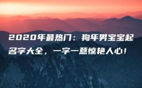 2020年最热门：狗年男宝宝起名字大全，一字一意惊艳人心！