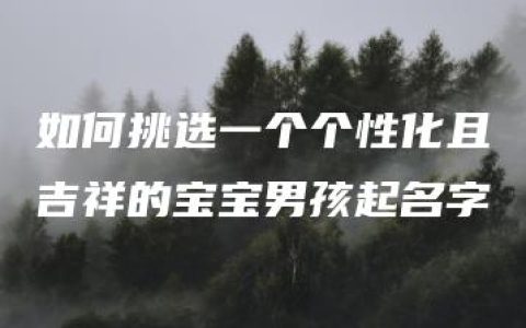 如何挑选一个个性化且吉祥的宝宝男孩起名字