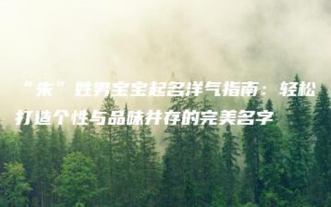 “朱”姓男宝宝起名洋气指南：轻松打造个性与品味并存的完美名字