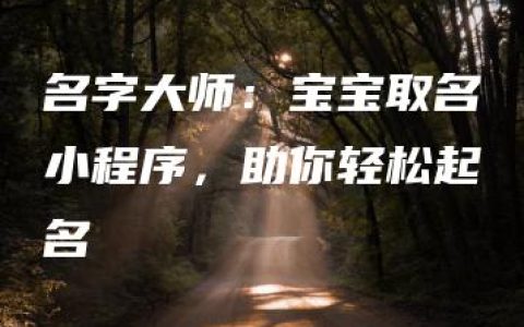 名字大师：宝宝取名小程序，助你轻松起名