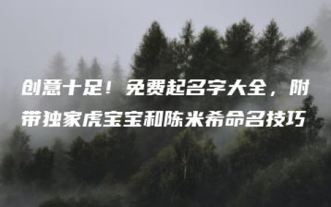 创意十足！免费起名字大全，附带独家虎宝宝和陈米希命名技巧