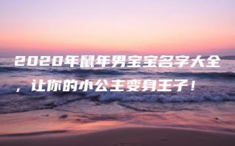 2020年鼠年男宝宝名字大全，让你的小公主变身王子！