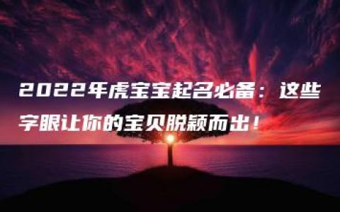 2022年虎宝宝起名必备：这些字眼让你的宝贝脱颖而出！