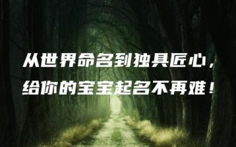 从世界命名到独具匠心，给你的宝宝起名不再难！