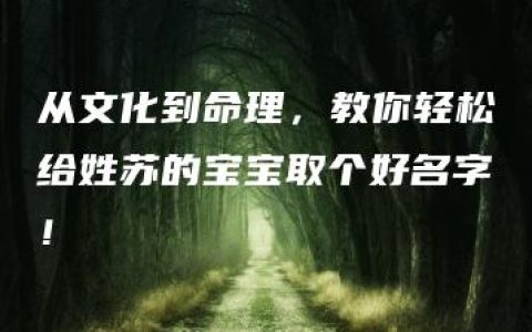 从文化到命理，教你轻松给姓苏的宝宝取个好名字！