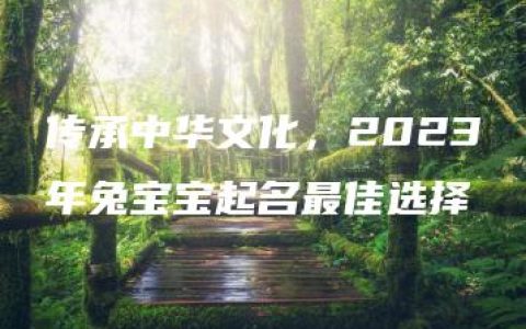 传承中华文化，2023年兔宝宝起名最佳选择