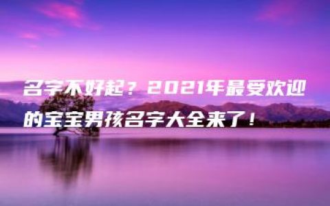 名字不好起？2021年最受欢迎的宝宝男孩名字大全来了！