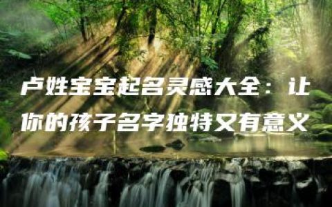 卢姓宝宝起名灵感大全：让你的孩子名字独特又有意义