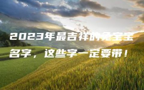 2023年最吉祥的兔宝宝名字，这些字一定要带！