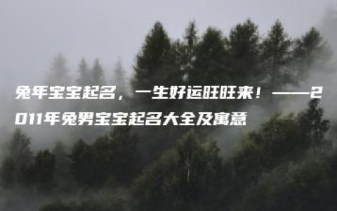 兔年宝宝起名，一生好运旺旺来！——2011年兔男宝宝起名大全及寓意