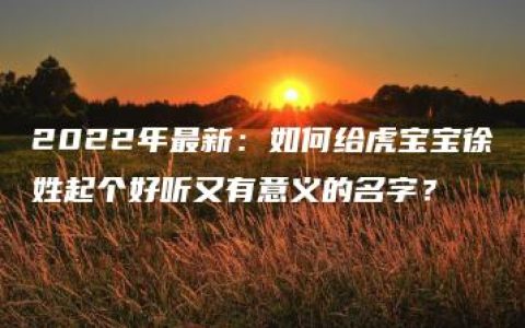 2022年最新：如何给虎宝宝徐姓起个好听又有意义的名字？